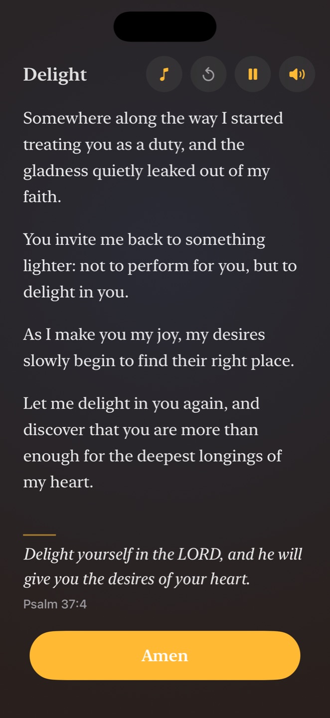 Ameno prayer reading screen
